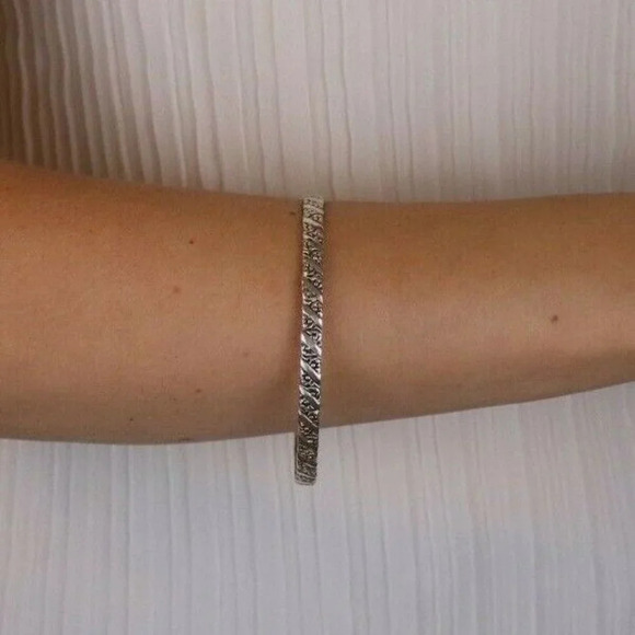 Sterling Silver Bangle Bracelet 8" inch Round 2 5/8" inch Diameter - Picture 2 of 7